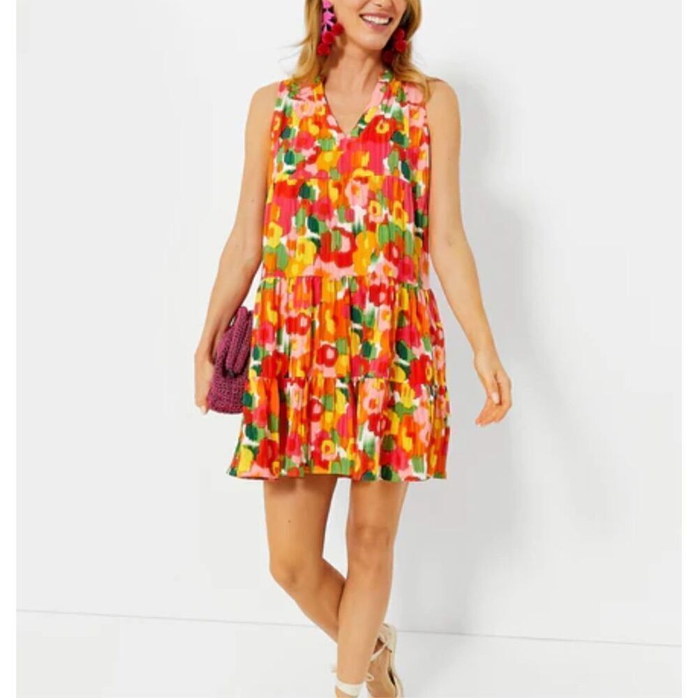 Pomander Place Magnolia Watercolor Sleeveless Tiered Kenzo Mini Dress Size XS